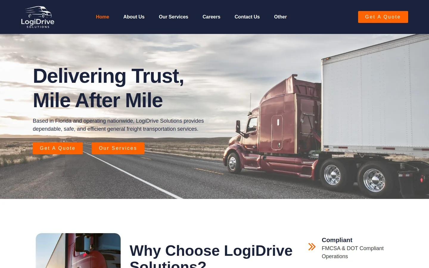LogiDrive Solutions website mockup
