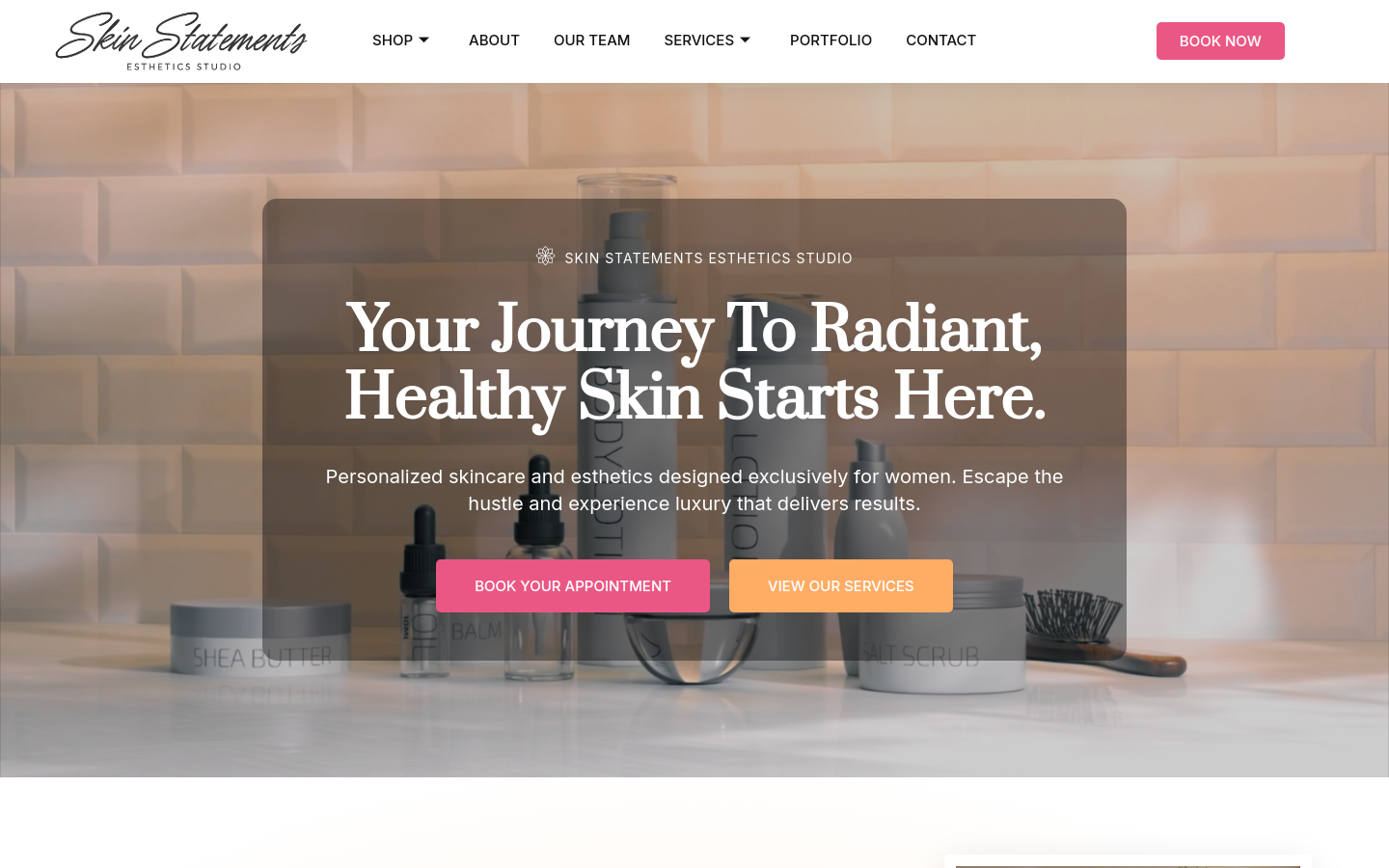 Skin Statements website mockup